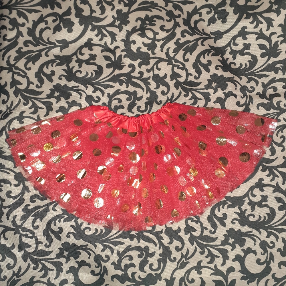 3/$15 Red with Gold Polka Dots Baby Tutu